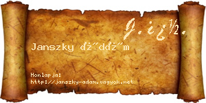 Janszky Ádám névjegykártya