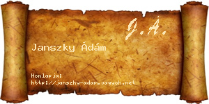 Janszky Ádám névjegykártya
